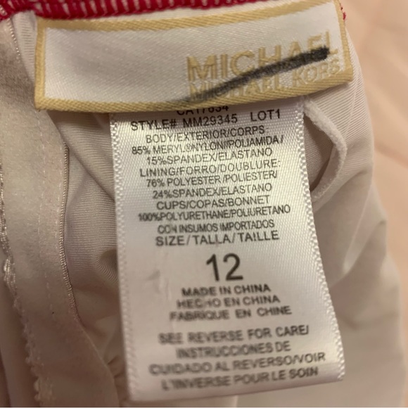 MICHAEL KORS fuchsia pink size 12 swimsuit one piece with metal accent halter - Picture 11 of 12